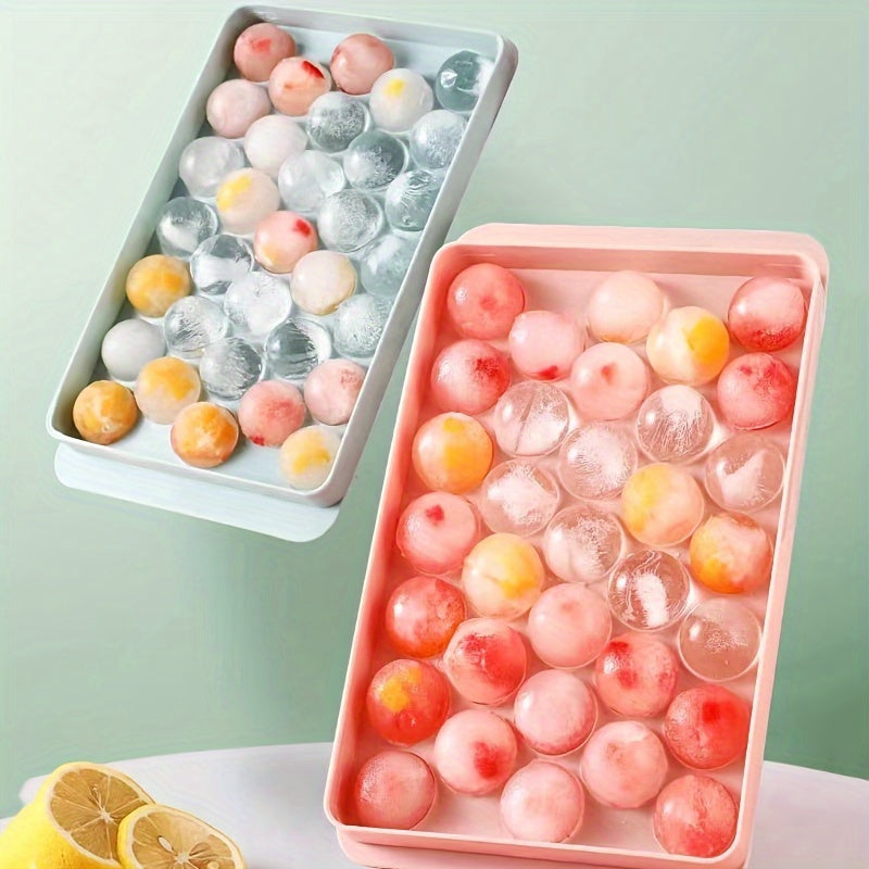 Silicone Ice Cube Tray with 33 Grids, Round Sphere Shape, Food Grade Material - Ideal Kitchen Tool for Creating Perfectly Shaped Ice Balls