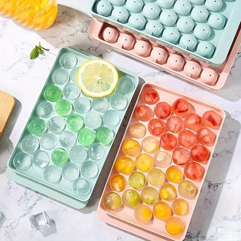 Silicone Ice Cube Tray with 33 Grids, Round Sphere Shape, Food Grade Material - Ideal Kitchen Tool for Creating Perfectly Shaped Ice Balls