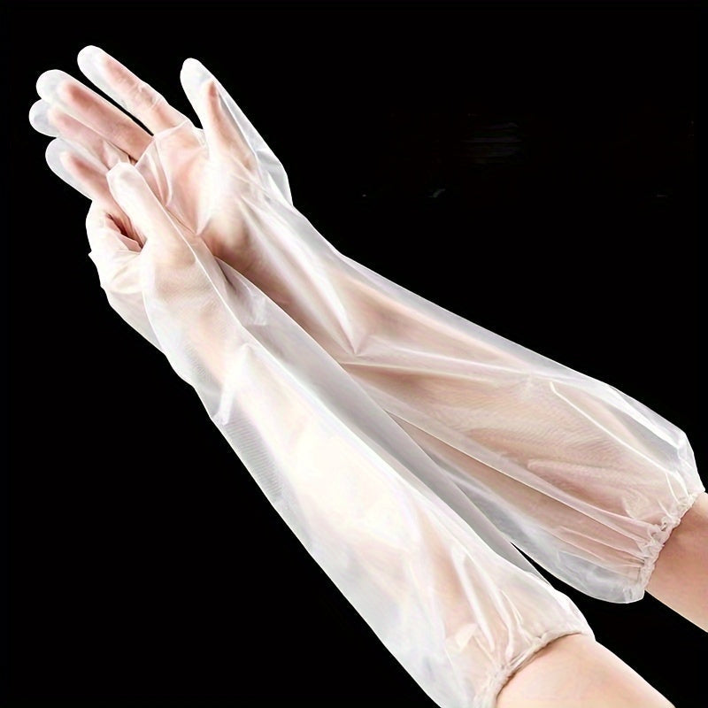 [Customer Favorite] Pack of 10 Long Arm Disposable Gloves - Waterproof and Oilproof, Ideal for Kitchen, Dishwashing, and Household Cleaning Tasks