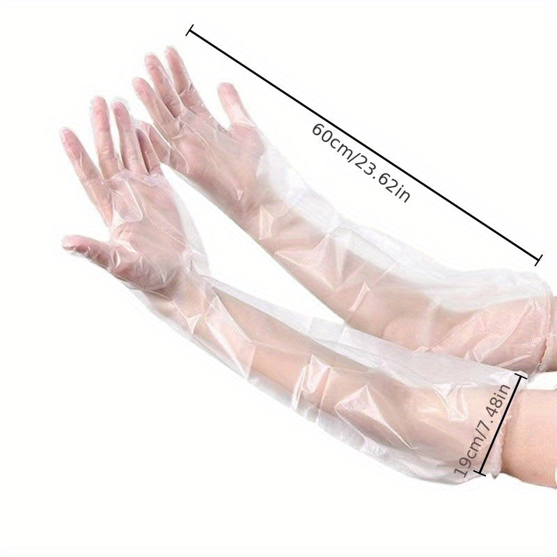 [Customer Favorite] Pack of 10 Long Arm Disposable Gloves - Waterproof and Oilproof, Ideal for Kitchen, Dishwashing, and Household Cleaning Tasks