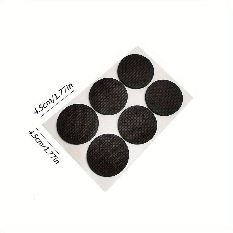 Self-adhesive plastic furniture feet pads - 6 pieces. These round pads are designed to protect your floor from scratches and provide anti-skid properties for your chair legs. Perfect for DIY home furniture projects.