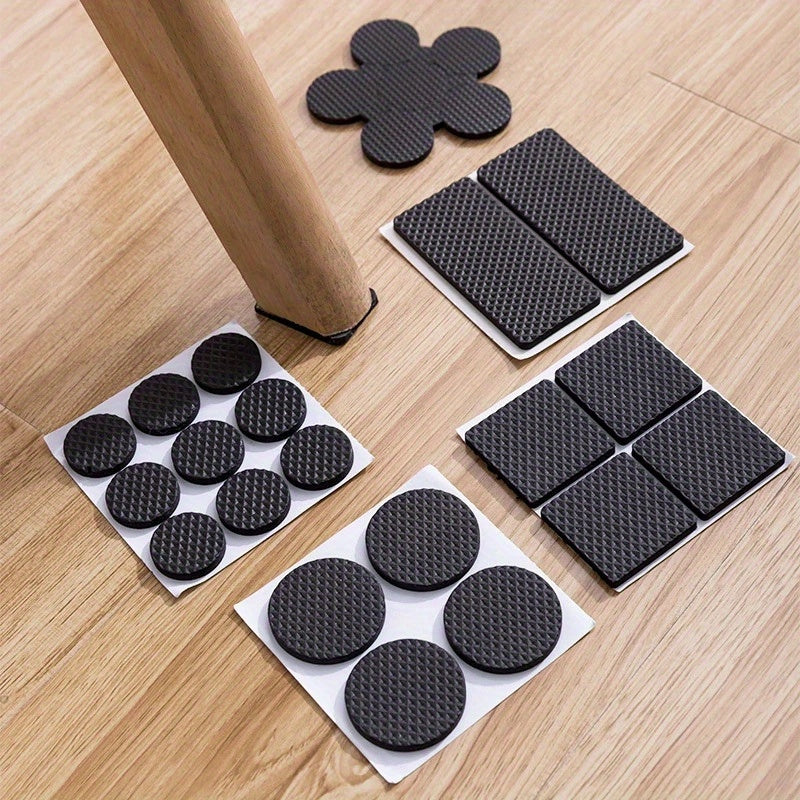 Self-adhesive plastic furniture feet pads - 6 pieces. These round pads are designed to protect your floor from scratches and provide anti-skid properties for your chair legs. Perfect for DIY home furniture projects.