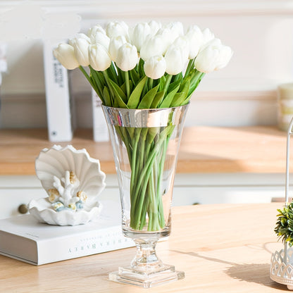 6 artificial white mini tulips ideal for DIY crafts, weddings, and home decor.