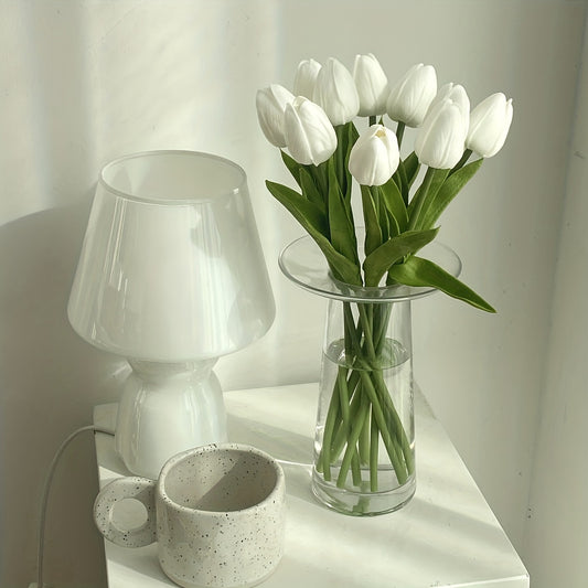 6 artificial white mini tulips ideal for DIY crafts, weddings, and home decor.