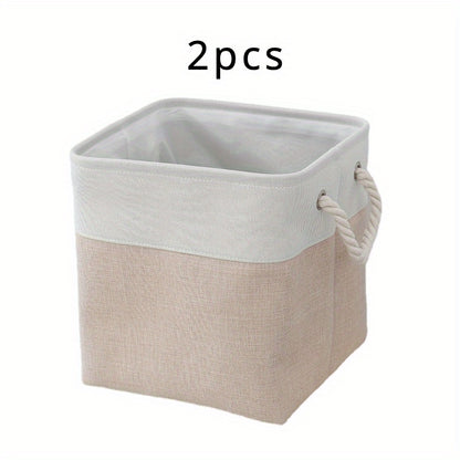 Set of 2/4 foldable fabric storage bins with durable handles, ideal for home and office organization.