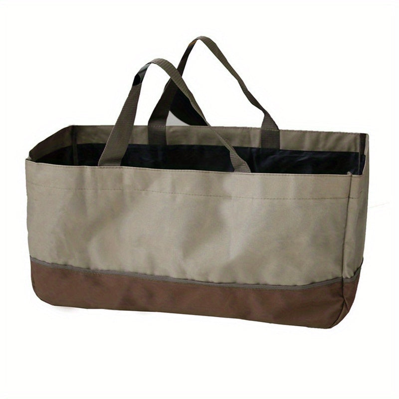 Stay dry in any weather with our Waterproof Canvas Firewood Carrier Bag - Made with tough 600D Oxford Cloth, perfect for camping or home use. Large capacity and easy to carry with comfortable handles. Available in Brown.