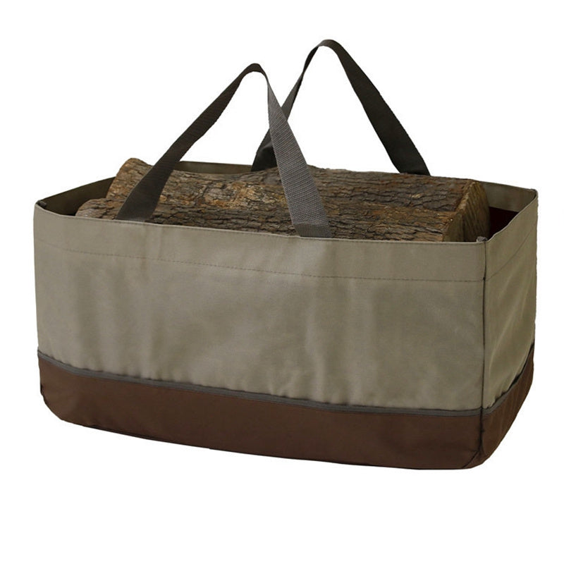 Stay dry in any weather with our Waterproof Canvas Firewood Carrier Bag - Made with tough 600D Oxford Cloth, perfect for camping or home use. Large capacity and easy to carry with comfortable handles. Available in Brown.