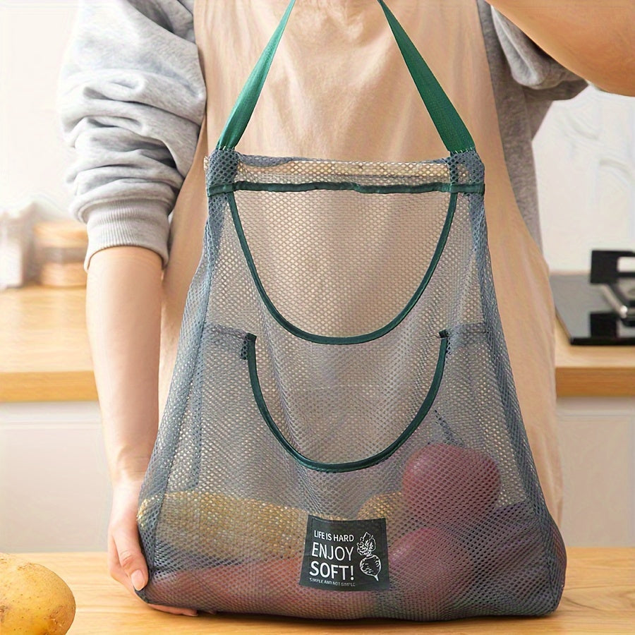 Versatile Kitchen Storage Bag for Fruits & Vegetables - Organize Garlic, Ginger, and Onions with this Wall-Mounted Organizer featuring a Breathable Mesh Design