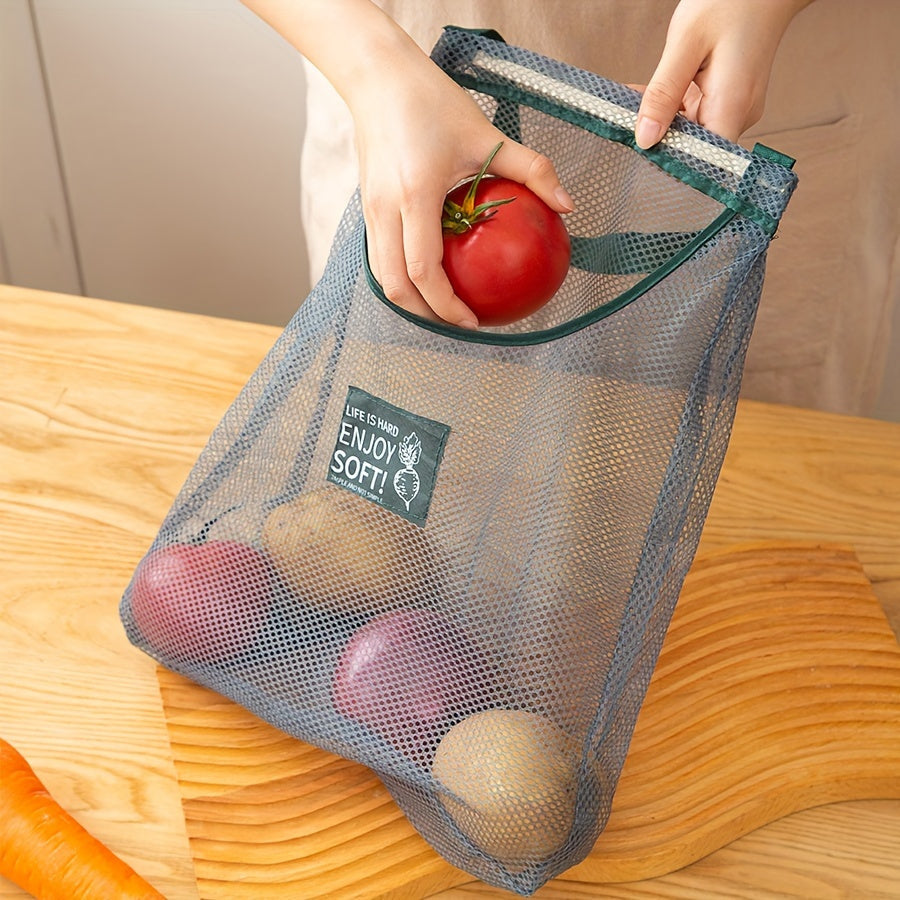 Versatile Kitchen Storage Bag for Fruits & Vegetables - Organize Garlic, Ginger, and Onions with this Wall-Mounted Organizer featuring a Breathable Mesh Design