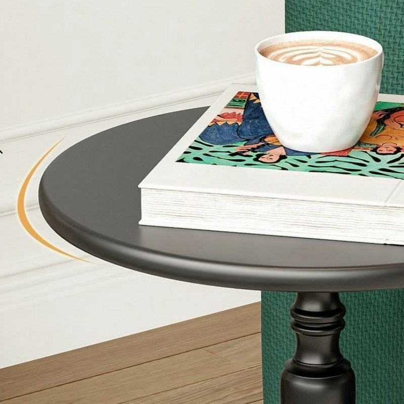 Modern small round table for living room or balcony, with a simple iron design and creamy wind color. Table width is 35cm.