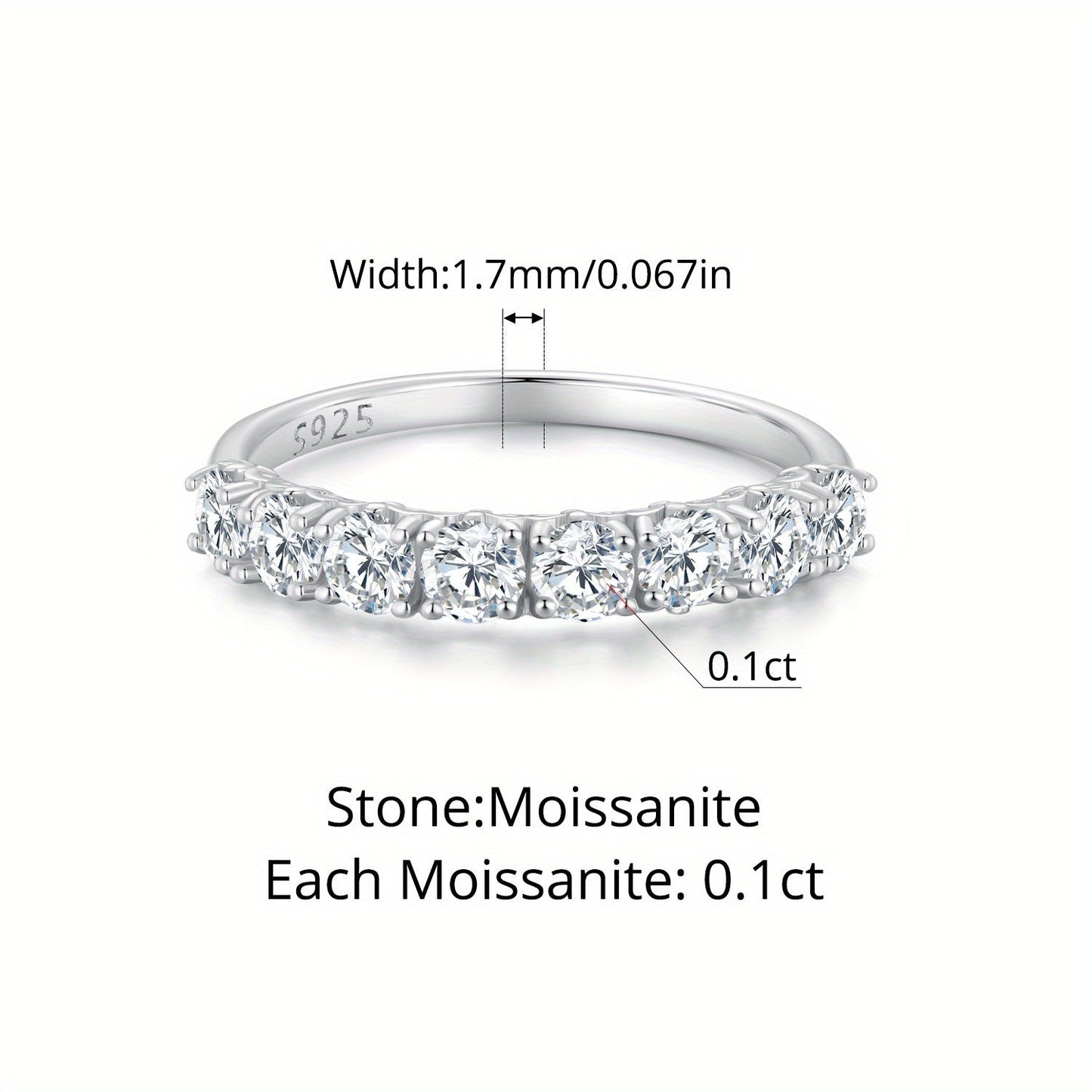 Elegant 0.1ct Moissanite Engagement Ring - Gleaming 925 Sterling Silver, Ideal Anniversary or Birthday Present for Her Complete with Certificate & Packaging Box