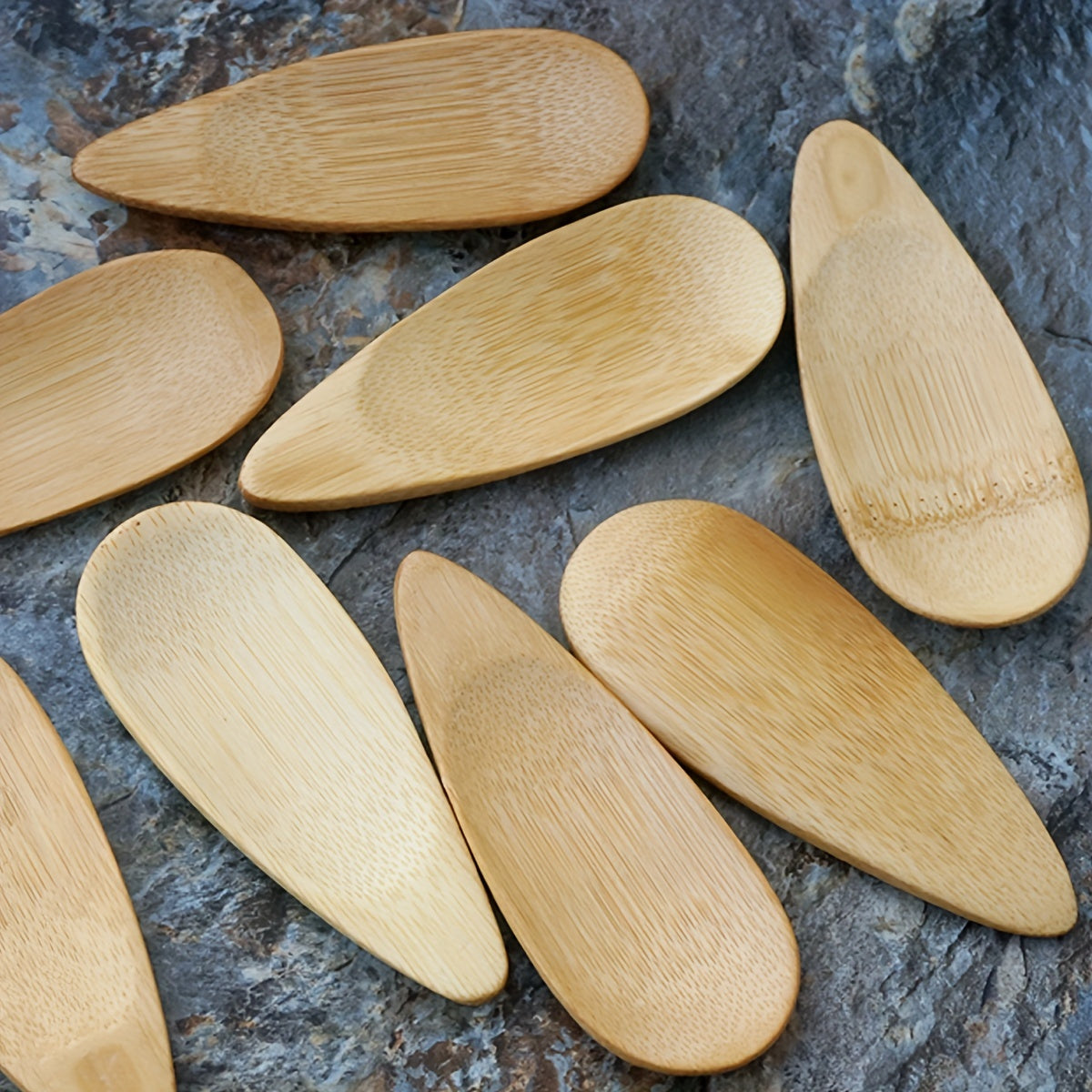 Set of 5 Mini EcoBamboo Spoons - Short Handle Tea Scoops for Ceremony, Dessert, Ice Cream - Essential Kitchen Accessories