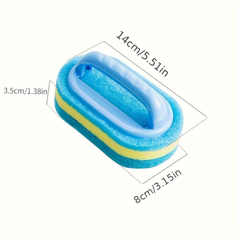 One-piece Multi-Functional Sponge Scrubber with Handle - Non-Electric Cleaning Brush for Bathroom, Bathtub, Kitchen, and Household Surfaces