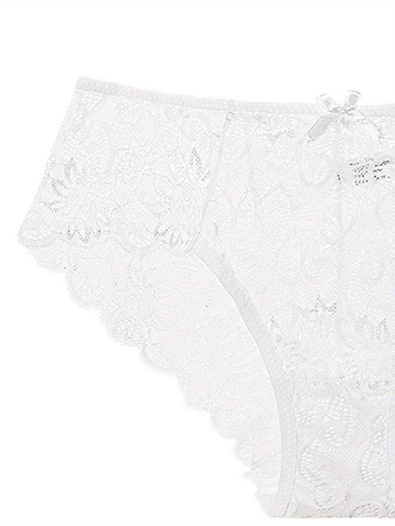 Women's sexy lingerie and underwear featuring solid seamless floral lace briefs and hot semi sheer intimate panties.