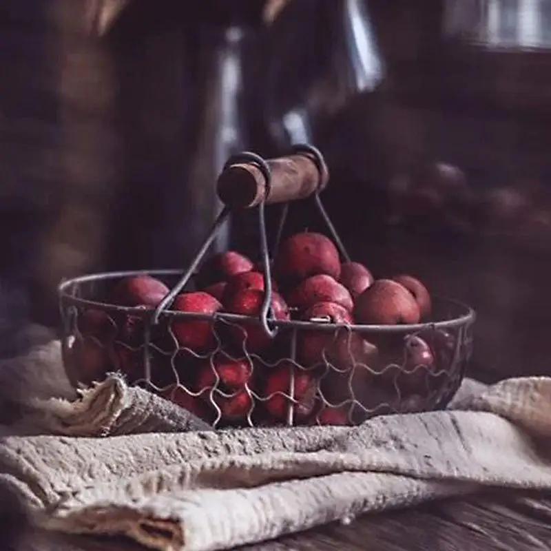 Sturdy Iron and Wood Egg Basket for Farmhouse Décor - Holds 24 Eggs, Ideal for Kitchen Storage and Decoration