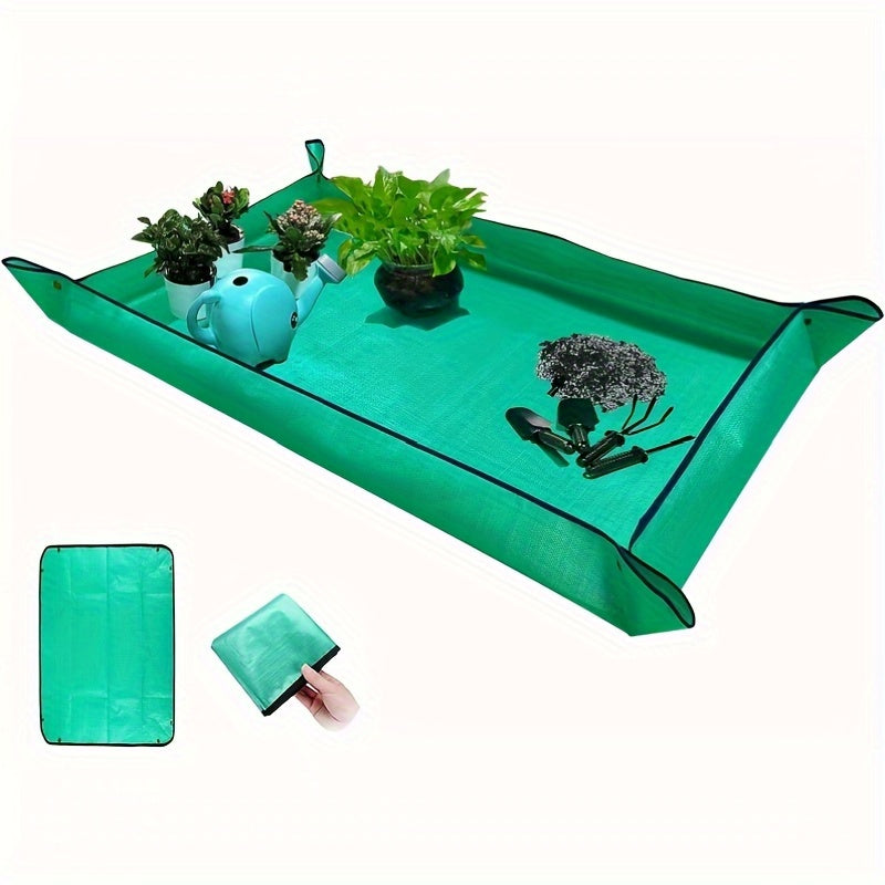 1 Large waterproof potting mat for indoor plant transplantation and minimizing mess. Foldable and portable, perfect for succulents and gardening.