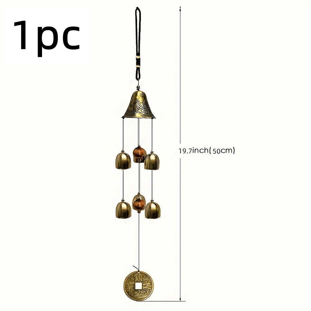 Lucky Dragon Wind Chimes - Copper Alloy with 6 Bells, Ideal for Home & Garden Decor, Battery-Free