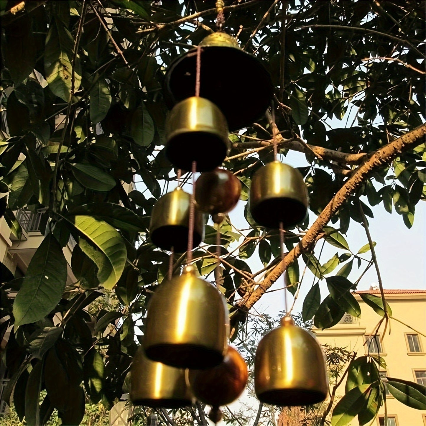 Lucky Dragon Wind Chimes - Copper Alloy with 6 Bells, Ideal for Home & Garden Decor, Battery-Free