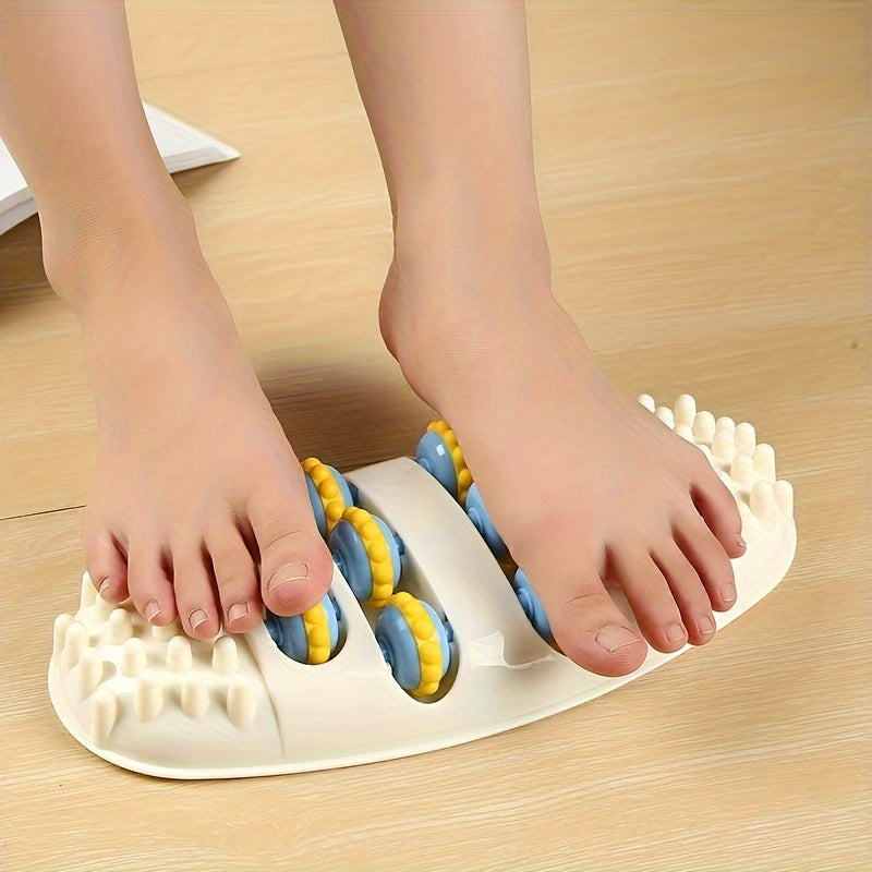 4-Row Foot Massager made from ABS material for fitness and yoga, with muscle relaxation roller.