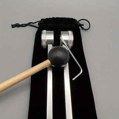 128Hz tuning fork with mallet and cloth bag for yoga healing, ear massage, meditation, resonance, ear stimulation, and teaching.