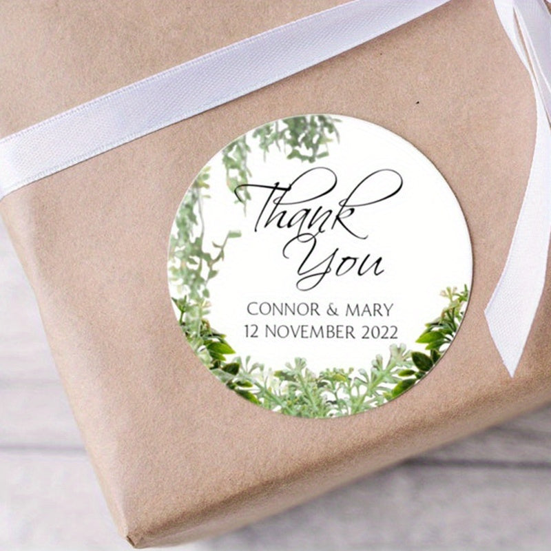 Customize your wedding with personalized stickers: Welcome your guests, thank your guests for attending, add a personal touch to your wedding favors, or label your welcome bags with these custom paper stickers.