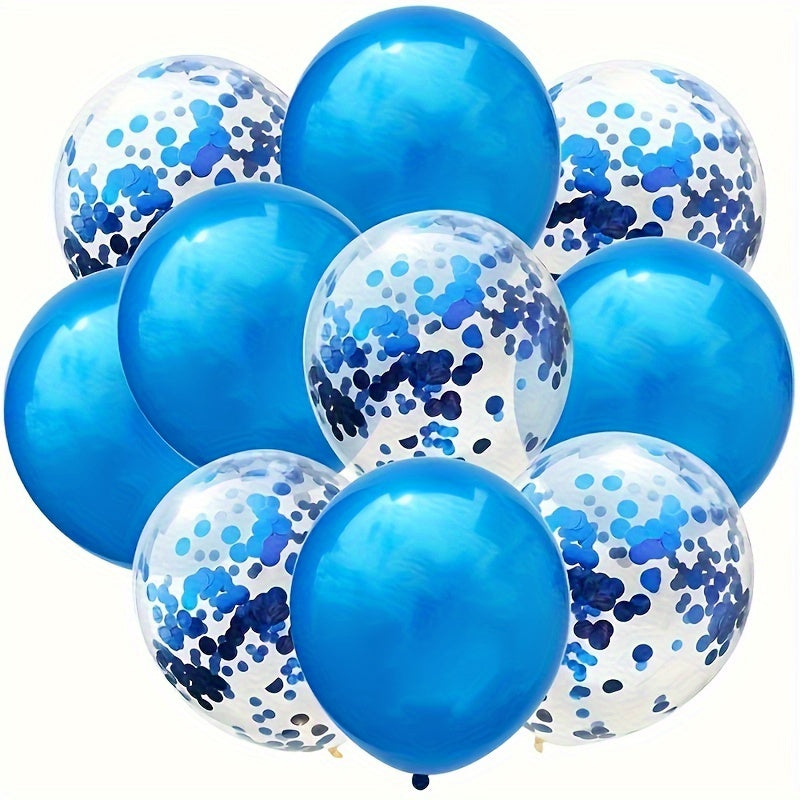 41pcs Blue White Confetti Latex Balloons for various occasions and decorations.