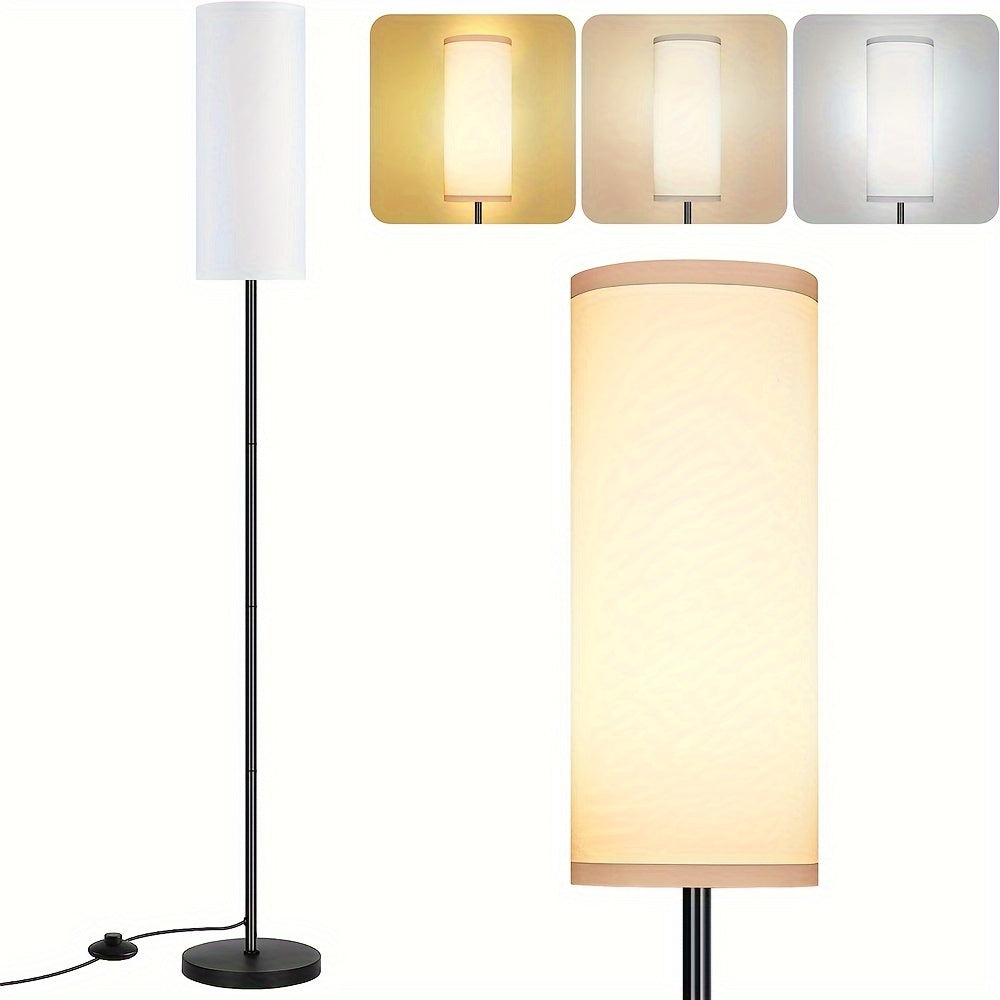 Adjustable floor lamp for living room, bedroom, office, home, and hotel. Includes 9W bulb and 3 color temperatures.