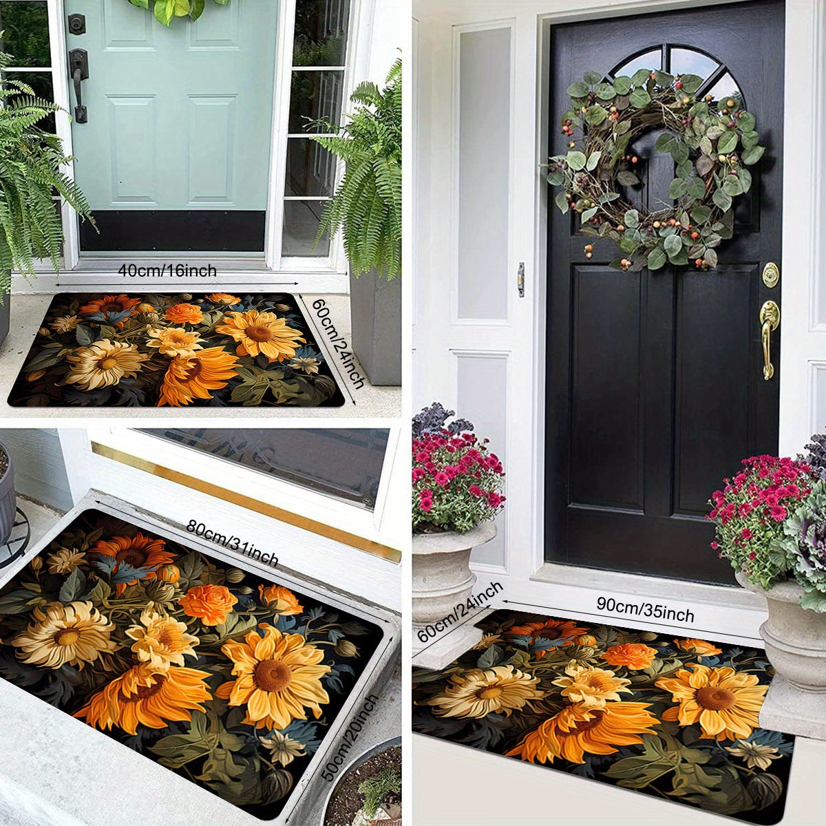 Enhance Your Home with a Luxurious Floral Door Mat featuring Plush Flannel and Non-Slip Sponge Backing - Easy to Clean, Provides Thick Comfort for Entryway, Living Room, Bedroom, Bathroom, and Kitchen - Elevate Your Home Decor with this Stylish 1pc Mat