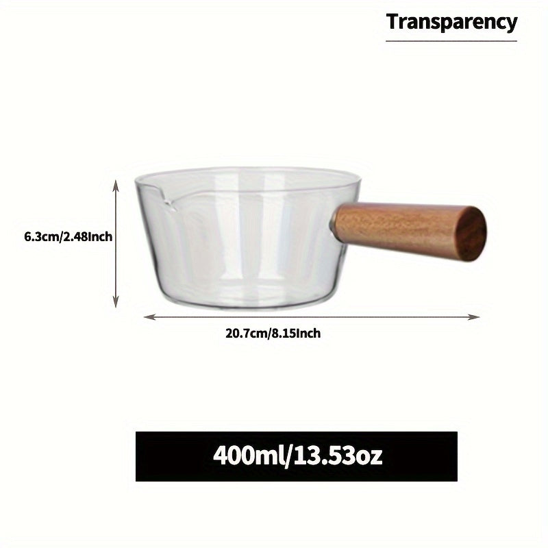 Multifunctional Glass Cooking Pot with Handle - Available in 13.53oz and 20.29oz sizes, Made of Non-Stick High Borosilicate Glass for Gas Stove Tops, Ideal for Heating Milk, Melting Butter, Boiling Noodles, and Making Sauces