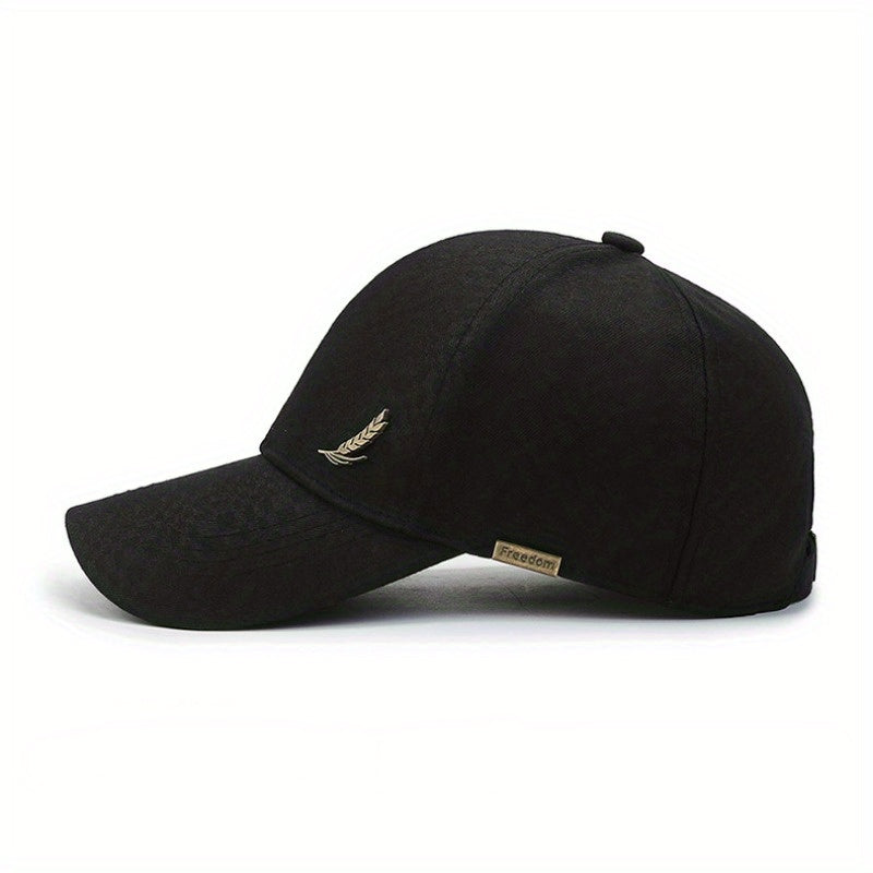 Stylish Black Baseball Cap with Wheat Logo and Durable Polyester Material; Summer 2024 Collection, Multiple Colors Available