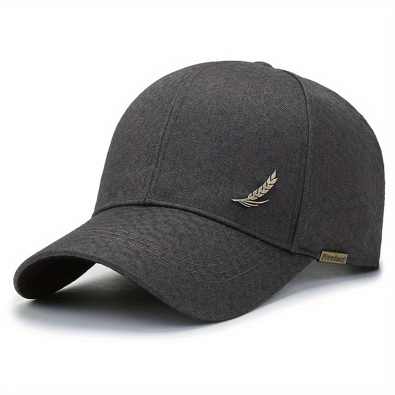 Stylish Black Baseball Cap with Wheat Logo and Durable Polyester Material; Summer 2024 Collection, Multiple Colors Available