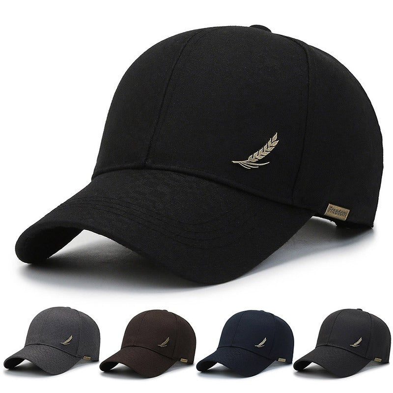 Stylish Black Baseball Cap with Wheat Logo and Durable Polyester Material; Summer 2024 Collection, Multiple Colors Available