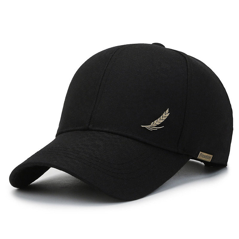 Stylish Black Baseball Cap with Wheat Logo and Durable Polyester Material; Summer 2024 Collection, Multiple Colors Available