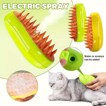 PetPro USB Rechargeable 3-in-1 Self-Cleaning Cat Grooming Brush with Massage Comb for Cats and Dogs, Safe Hair Removal Tool.