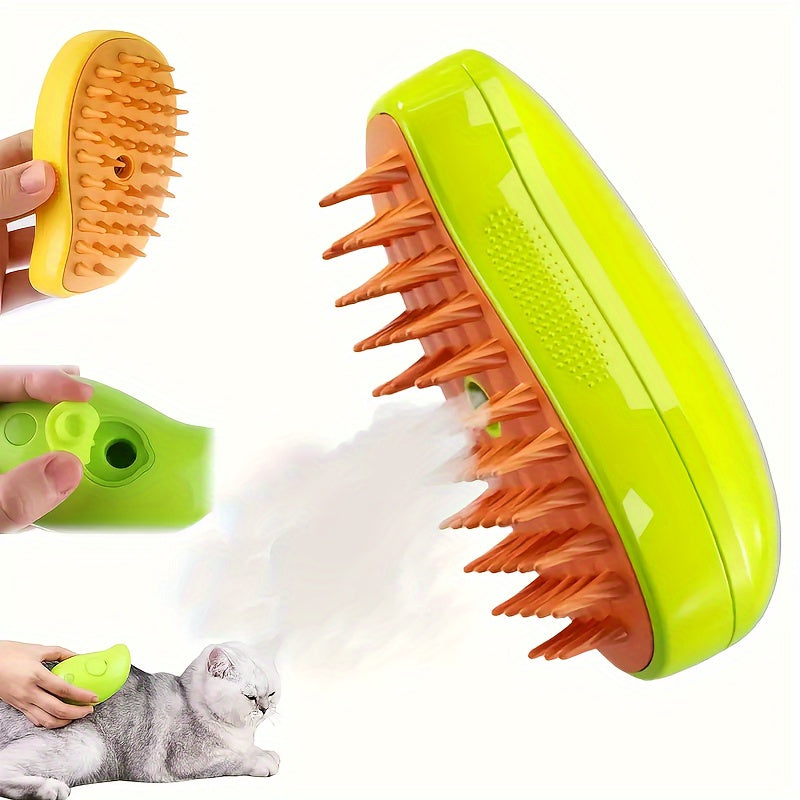 PetPro USB Rechargeable 3-in-1 Self-Cleaning Cat Grooming Brush with Massage Comb for Cats and Dogs, Safe Hair Removal Tool.