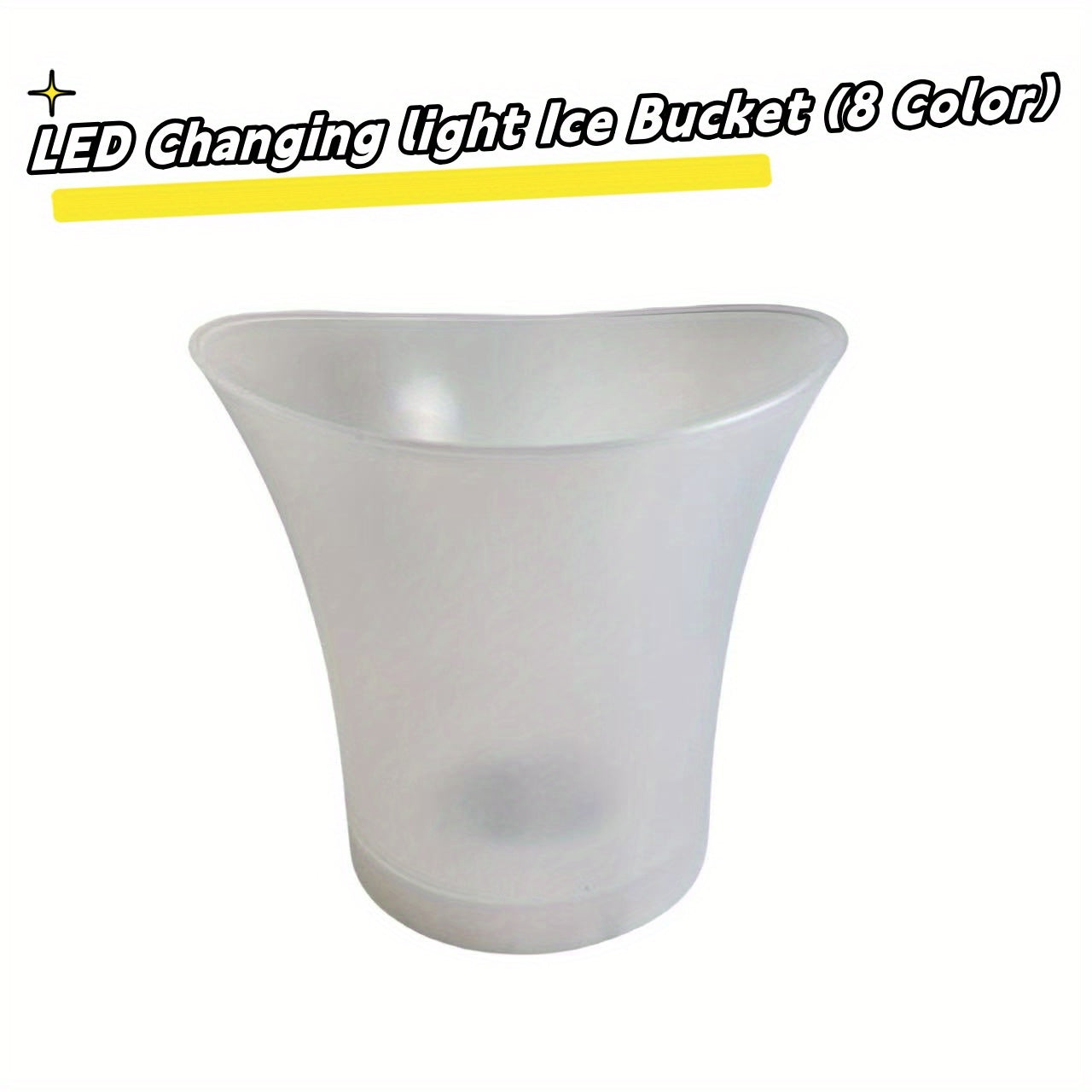 LED ice bucket with color-changing lights, ideal for parties and home use, battery-powered (batteries not included). Great for bars, clubs, and kitchens.