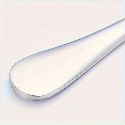 8 stainless steel long-handled spoons suitable for ice tea, coffee, and ice cream stirring. Dishwasher safe and versatile kitchen accessory.