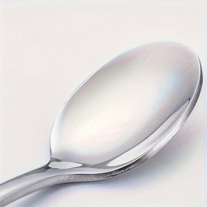 8 stainless steel long-handled spoons suitable for ice tea, coffee, and ice cream stirring. Dishwasher safe and versatile kitchen accessory.