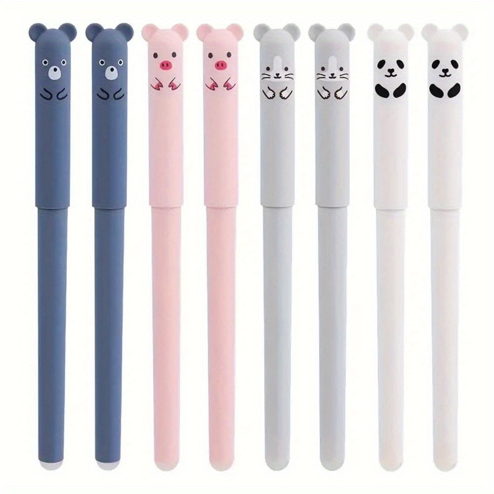 56-piece set of Kawaii Panda erasable gel pens with refillable stick and washable handle, ideal for school and office use. Includes 4 pens, 2 erasers, and 50 refills.