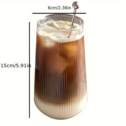 1pc Vertically Striped Drinking Glasses - Heat-Resistant Glass Cups for Cold and Hot Drinks All Year Round