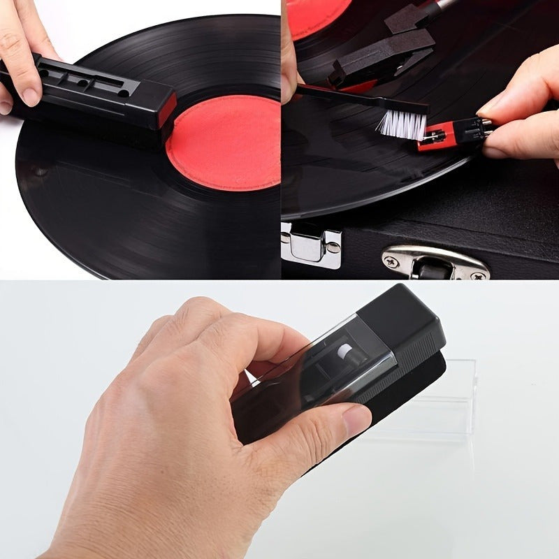 Improve sound quality and remove dust with a premium vinyl record cleaning kit, includes rubber brush and detailing tool for turntable enthusiasts. Essential maintenance for turntables and