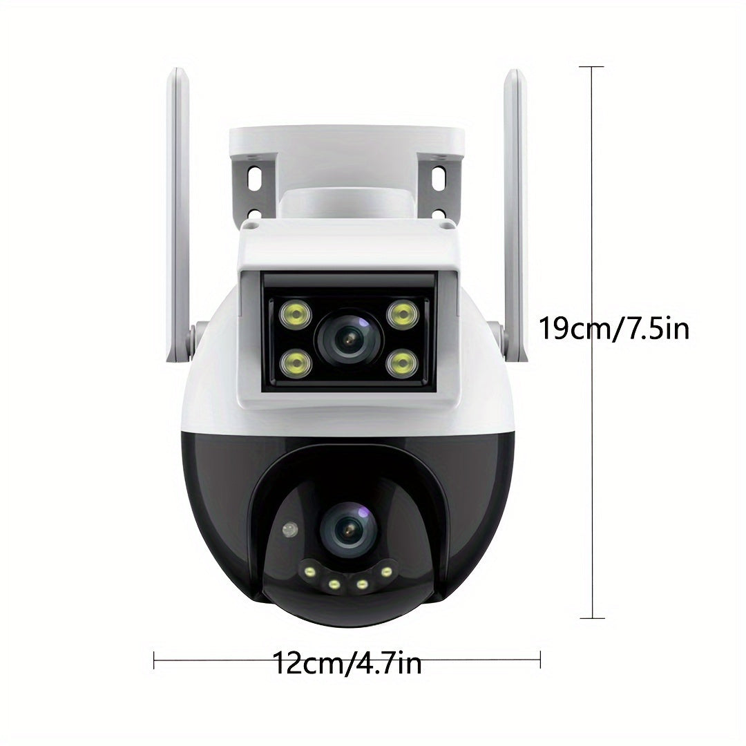 Versatile Security Camera: Outdoor Wireless Waterproof WiFi Surveillance System with High-Definition Dual Lenses, Auto-Rotate Pan Tilt, Night Vision, Motion Detection, Two-Way Audio Communication