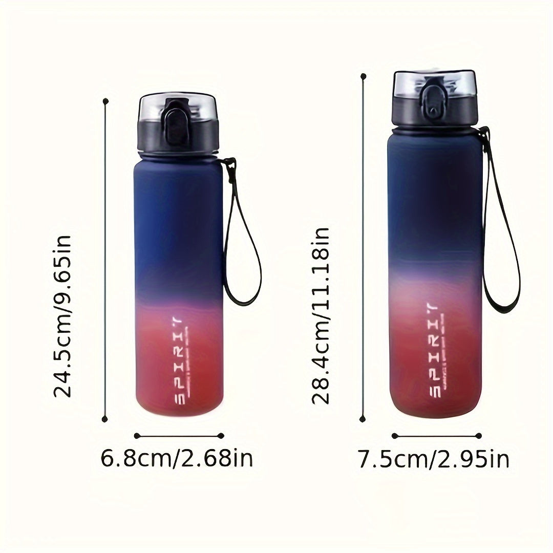 Lightweight gradient sports water bottle, BPA-free, ideal for fitness and travel, portable drinking bottle.