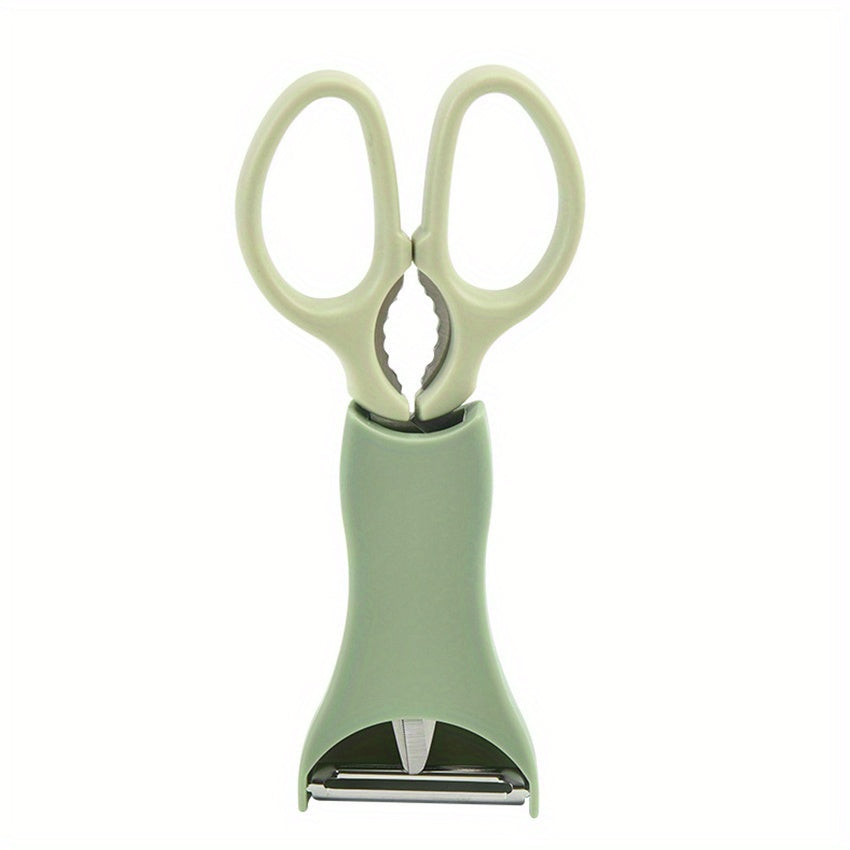 Light Green/Beige Ergonomic Stainless Steel Kitchen Scissors and Vegetable Peeler Combo - Food-Safe Tools for Effortless Chopping and Peeling, Multi-Purpose Kitchen Essential