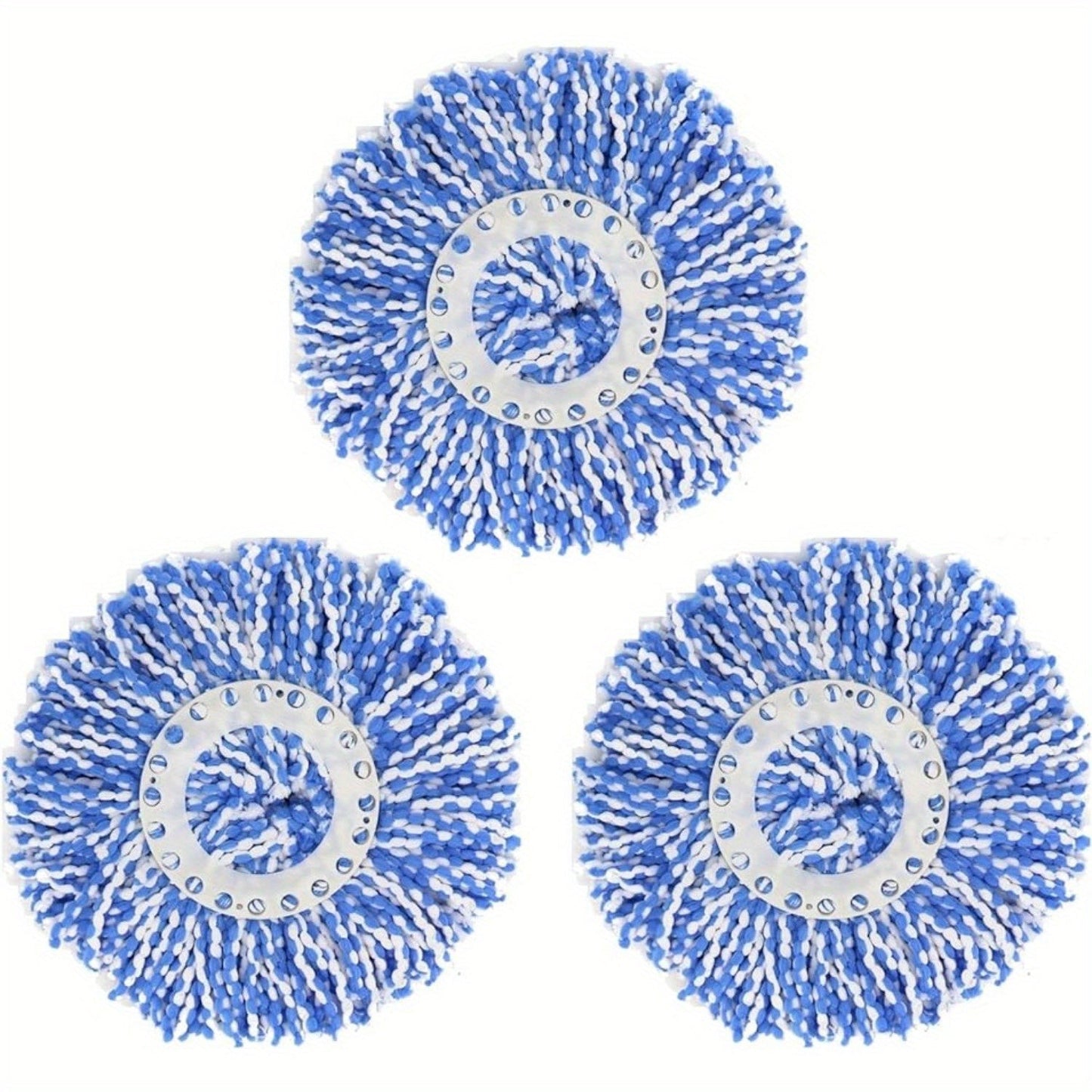 Set of 3 Round Shape Microfiber Mop Head Refills for 360° Spin Magic Mop: Compatible with Various Brands - Essential Replacement Heads for Home Cleaning