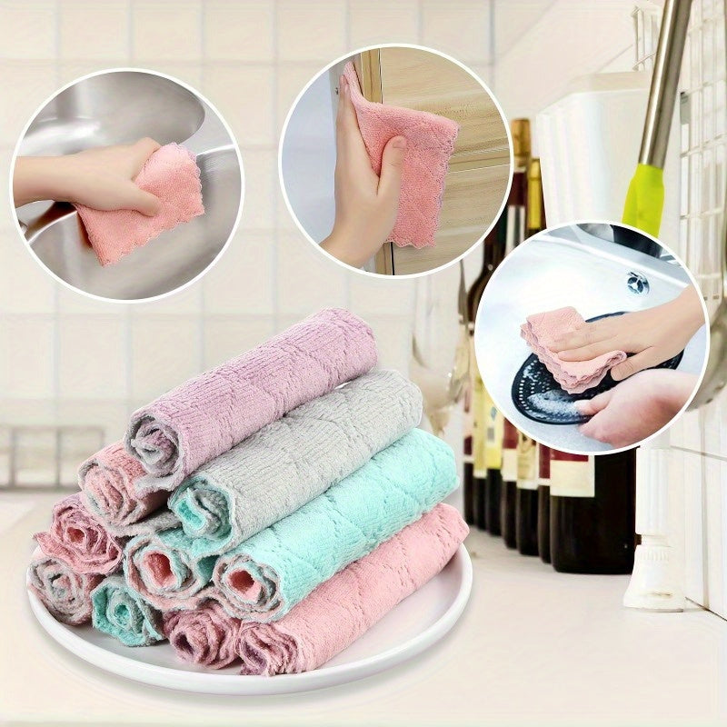 10 durable, absorbent dishcloths for efficient cleaning in kitchen & bathroom.