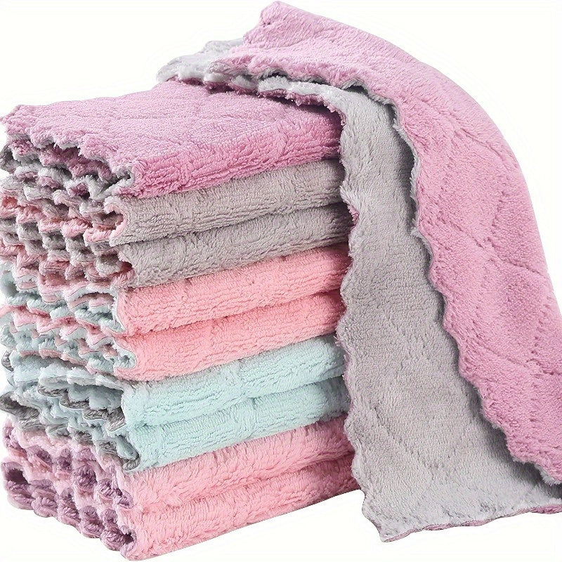 10 durable, absorbent dishcloths for efficient cleaning in kitchen & bathroom.