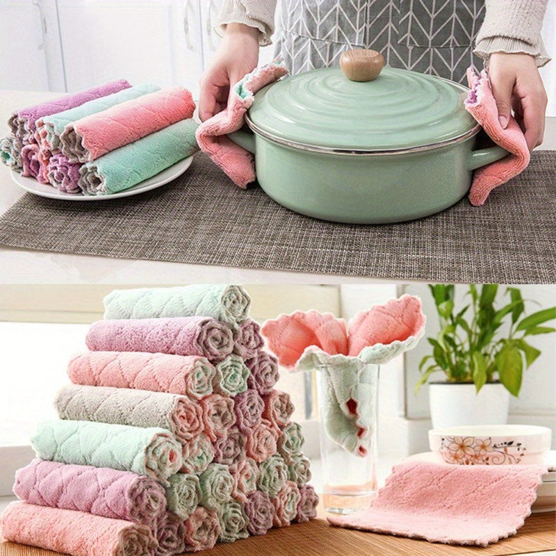 10 durable, absorbent dishcloths for efficient cleaning in kitchen & bathroom.