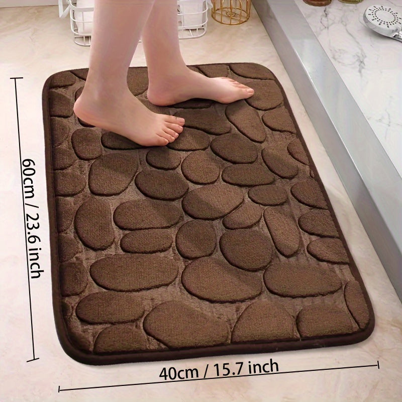 High-quality Cobblestone Memory Foam Bath Mat for a luxurious bathroom experience - Non-Slip, Quick-Dry, and Easy to Clean. Ideal for elegant bathroom decor and as a rug.