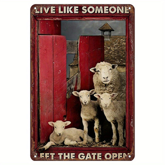 Embrace Freedom: Inspirational Sheep Metal Tin Sign, Vintage Wall Art for Animal Lovers, Ideal Gift for Sheep Fans to Live Life Unleashed